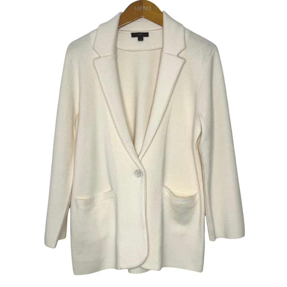 J. Crew Sweater Jacket‎ Cream One Button Womens Size Small
